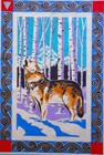 Vintage Souvenir Kitchen Tea Towel Canada The Wolf Linen cotton Nwot Unused