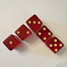 Vintage 1  Red Cherry Bakelite Translucent Dice 20g ea Tested - Lot Of 5