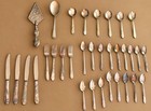 Vintage 33-pc Mixed Silverplate Flatware Set W  Wooden Storage Chest Ornate