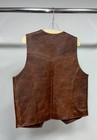 Schnee s Brown Leather Snap Front Vest Plaid Lined Men s Size 42