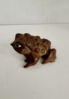 Vintage Mcm Hand Carved Wood Frog Cryptomeria Japan