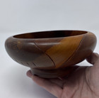 Hand-turned Carved Wood Bowl Rustic Footed Trinket Dish Natural Wooden Art Leaf