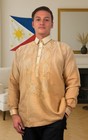 Beige Long Sleeve Organza Barong Tagalog - Order Us Size