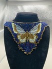 Unique Handmade Vintage Bead Embroider Butterfly Statement Collar 15    Necklace