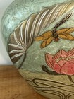 Antique French Art Nouveau Champleve Enamel Brass Vase A delvaux Signed Dragonfl