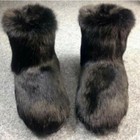 Real Mink Fur Furry Women Glossy Fur Snow Warm Boots Ladies Flats Winter Shoes