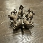 Vtg India Hindu Peacock 5 Compartments Bronze Brass Kumkum Tikka Spice Box