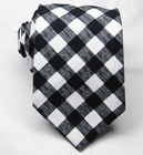 New Classic Plaids   Checks Black White Woven 100  Cotton Men s Tie Necktie