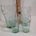 Mix Set Of 4 Vintage Indiana Coca-cola Green Pebble Glasses 3 Different Sizes