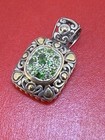 John Hardy Batu Lava Sterling   18k Emerald   Green Topaz Enhancer Pendant