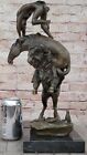 Bronze Sculpture Statue Buffalo Horse By Signed Fredrick Remington Statue Art