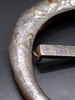 Antique Asian Iron Belt Buckle  Silver Inlay