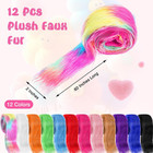 12 Pcs Shaggy Plush Faux Fur Fabric Craft Fur Precut Strips Fake Ribbon For Chri