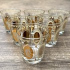 Gold Accented Mid-century Women Of Royalty Whiskey Rocks Cocktail Glass-set Of 6