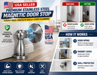 Magnetic Door Stop Stainless Steel Wall Floor Holder Strong Stopper