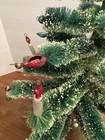 Vtg Flocked Bottle Brush Tree Japan Mercury Glass Ornament 1940s Music Box Works