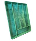 Vtg Silverware Tray Mid Century Mod Lustro Ware Green Marble Swirl Plastic  read