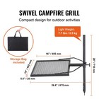 Swivel Campfire Grill Heavy Duty Steel Open Fire Cooking Grate Adjustable