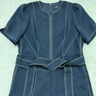 Me em Modern Twill Jumpsuit Women s 14 Navy Contrast Stitch Wide Leg Luxury Chic