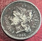 1865 Three Cent Nickel  Free Shipping