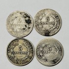 1887 1889 1890 1892 Costa Rica Silver 5  Centavos  4x Lot  As Pictured  t845