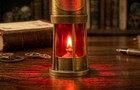 Vintage Brass Miners Lamp Red Glass 1920 British Coal Mining Co Replica Oil Lant