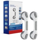 Shower Grab Bar Suction Cup 12 Inch  2 Pack Grab Bars For 2 Short Gray