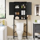 Over The Toilet Storage Cabinet Bathroom Organizer With Adjustable Shelves Black