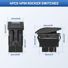 6x Rocker Switch 4pin Blue Led Waterproof For Polaris Ranger 400 500 800 Atv Utv