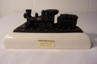 Vtg Train Steam Locomotive Crafted From Anthracite Coal Dust W Display Pedestal