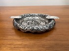 Antique S  Miguel Ashtray Embossment Ship 833 Portugal Silver  5 1 4  Widest 