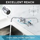 Commercial Kitchen Wall Mount Faucet 8 In Swivel Spout 2 Handle For Restaurant