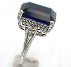 10ct Treated Sapphire 925 Sterling Silver Victorian Style Ring Sz 6