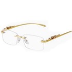 Mens Vintage Clear Lens Gold Frame Leopard Rimless Hip Hop Frameless Glasses