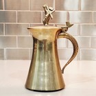 Vintage Brass Pitcher Sculpted Flip Hinged Lid Hammered Serpentine Handle