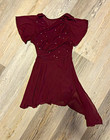 Alexandra Burgundy Adult Small Short Sleeve Dance Dress Costume With Rhinestones