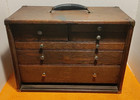 Antique Machinist Wood Tool Chest 6 Drawers national Cabinet Co   30 eagle Lock