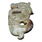 Antique Russeted Pale Caledon Jade Amulet Shang Dynasty Dragon