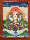 Tibetan Buddhist Thangka- Avalokiteshvara Hand Painted In Nepal 32   x23   