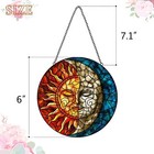 Sun And Moon Suncatcher Stained Glass Window Hanging - Handmade Stained Glass   