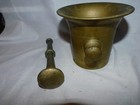 Vintage Solid Brass Apothecary Mortar   Pestle - 4 1 2  Inches Tall