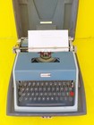 Vintage Underwood Model 21 Typewriter Blue With Hard Case Tested Works