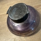 Vintage Hand Blown Glass Inkwell Brass Top Heavy Round Antique Read