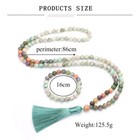 8mm India Agate Buddha Buddhist Prayer 108 Beads Tassel Mala Necklace Bracelet