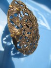 Xl Antique Pierced Brass Button Raised Heraldic Motif Quatrefoil Victorian