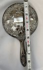 Vtg Silverplate Vanity Hand Mirror   Hair Brush Set Ornate Floral
