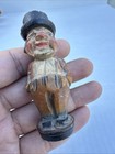 Vintage Anri Hand Carved Wood Wine Bottle Stopper Man With Hat Hand Painted
