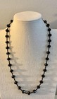 Vintage Black Faceted Bead Necklace Gothic Mourning Style Cool Metal Retro Chain