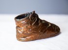 Vintage Bronzed Baby Shoe Keepsake - Child Size  Copper Finish  Felt Interior