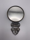 Vintage Denmark Silver - Plate Repousse Beveled Hand Vanity Purse Mirror